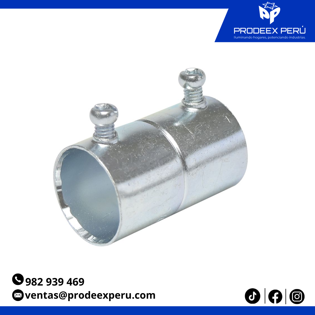 Unión EMT Recta con Tornillo de Fijación Triple | Acero Galvanizado 1/2" a 4"