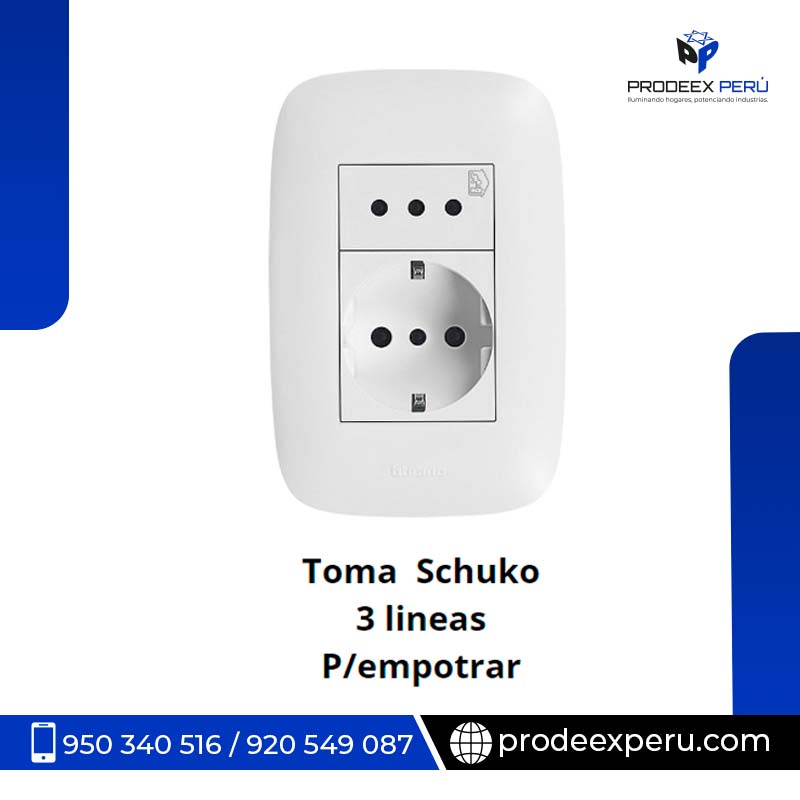 TOMA SCHUKO 3 LINEAS PARA EMPOTRAR