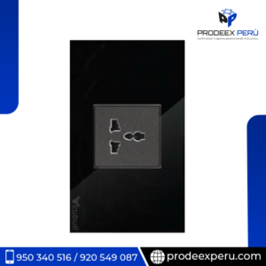 B2-TOMACORRIENTE SIMPLE TIPO M- NEGRO ESPEJO