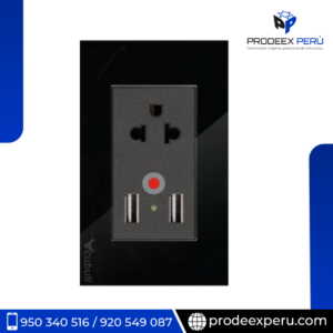 B2-TOMACORRIENTE + USB (toma usb)- NEGRO ESPEJO