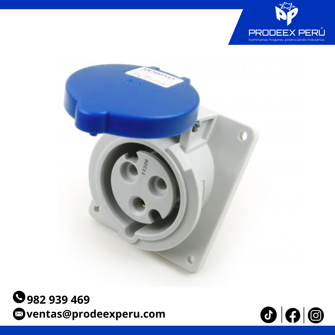 TOMA EMPOTRABLE 32AMP 2P+T 250V AZUL 6H IP44-MENNEKES