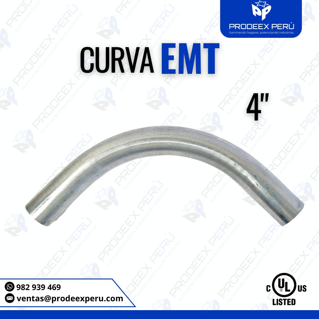 Curva EMT Galvanizada 4″ | Conducción Eléctrica Segura y Certificada