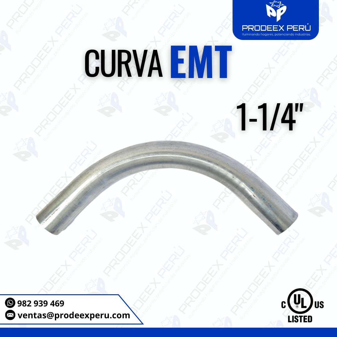 Curva EMT Galvanizada 1-1/4″ | Redirección Segura en Instalaciones Eléctricas