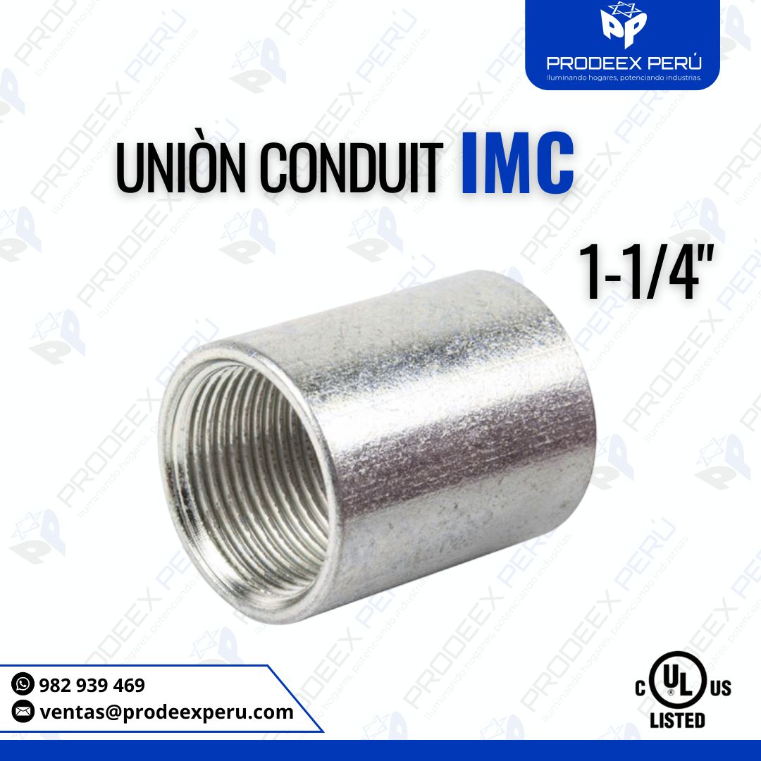 Unión IMC 1-1/4" para Tubos Eléctricos | Acero Galvanizado Certificado UL