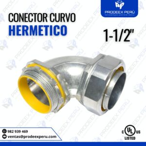 Conector Curvo Hermético 90° 1-1/2″| para tubería Conduit flexible