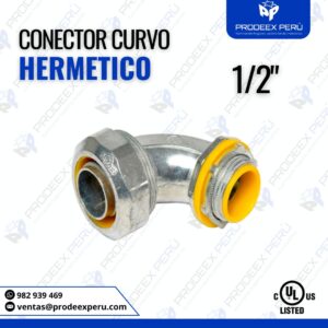 Conector Curvo Hermético 90° 1/2″| para tubería Conduit flexible