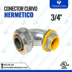 Conector Curvo Hermético 90° 3/4″| para tubería Conduit flexible