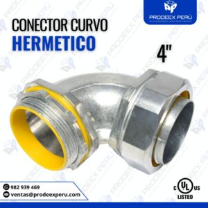 Conector Curvo Hermético 90° 4"| para tubería Conduit flexible
