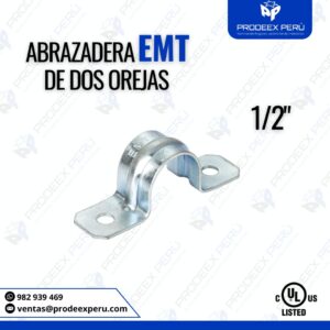 Abrazadera EMT 2 Orejas 1/2″ – Fijación Segura para Tubo Conduit