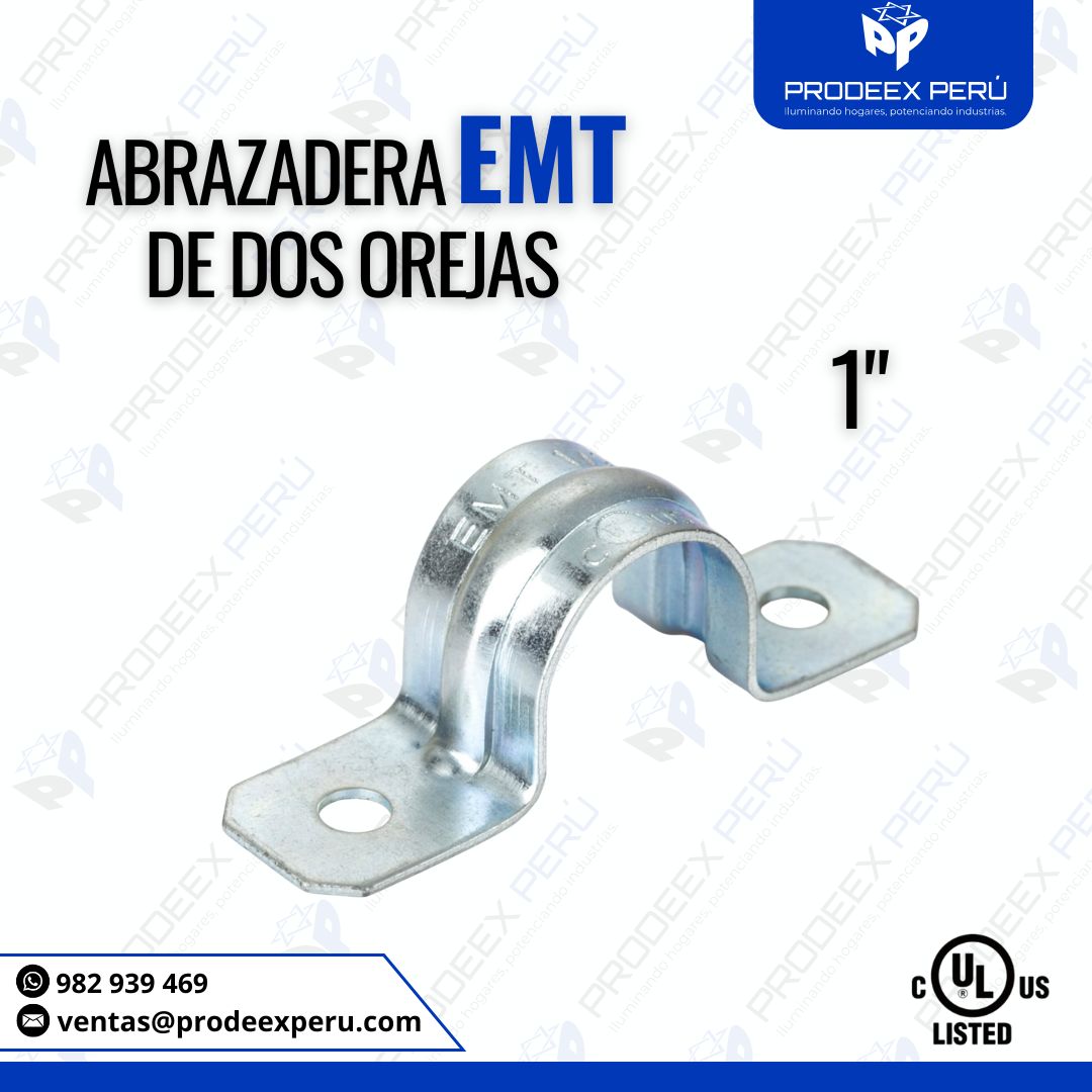 Abrazaderas EMT 2 Orejas 1" – Fijación Segura para Tubo Conduit