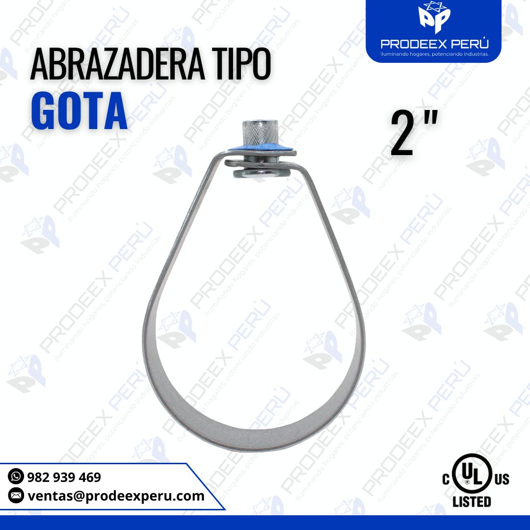 Abrazadera Tipo Gota 2" para sujetar y colgar tuberías