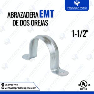 Abrazadera EMT 2 Orejas 1-1/2" – Fijación Segura para Tubo Conduit