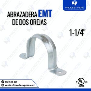 Abrazadera EMT 2 Orejas 1-1/4" – Fijación Segura para Tubo Conduit