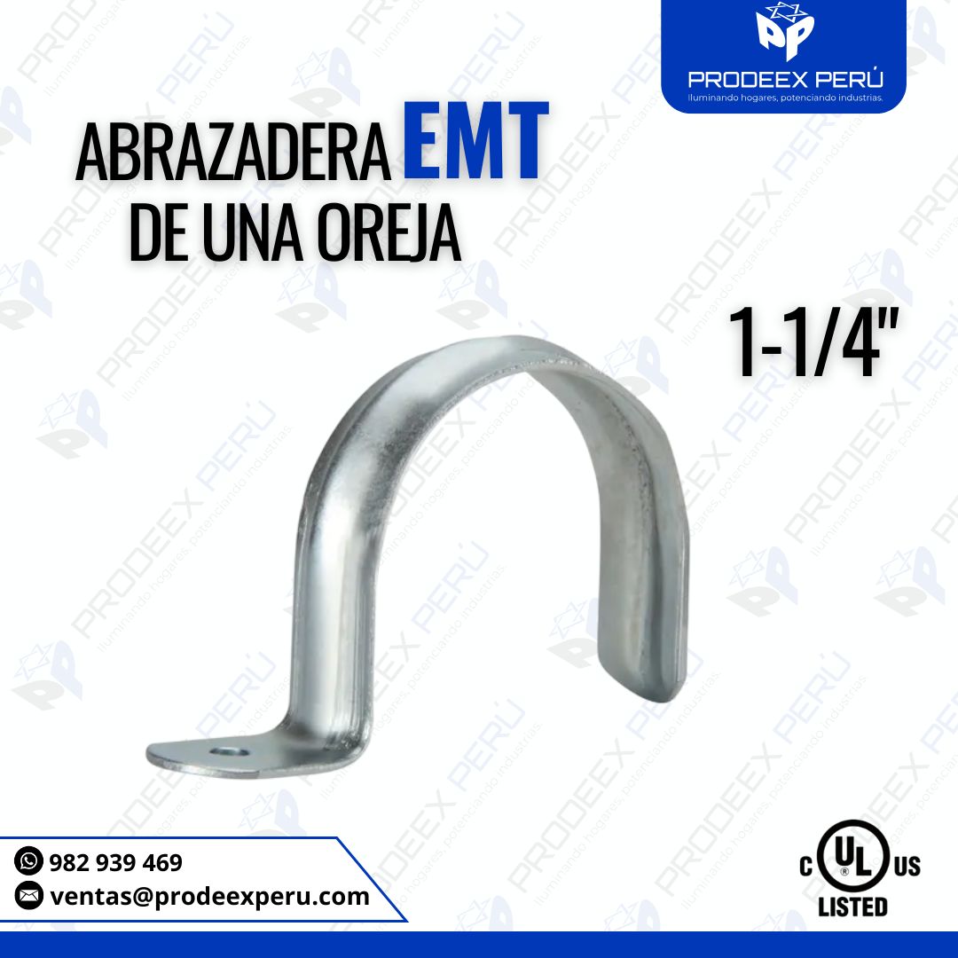 Abrazadera EMT 1 Oreja 1-1/4″ – Fijación Segura para Tubo Conduit