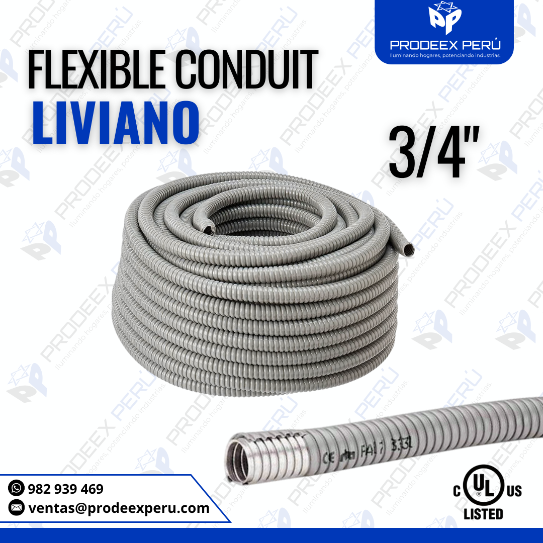 Tubería flexible | Liv. con forro de PVC 3/4″ x100mts