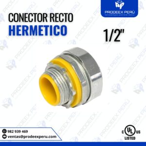 Conector Recto Hermético Liquid Tight 1/2″ | Para Tubería Conduit Flexible