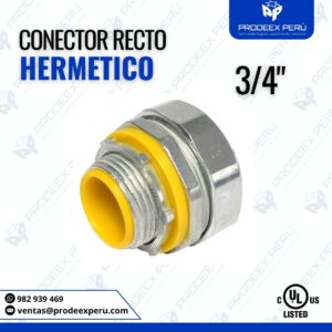 Conector Recto Hermético Liquid Tight 3/4″ | Para Tubería Conduit Flexible