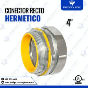 Conector Recto Hermético Liquid Tight 4" para tubería Conduit Flexible