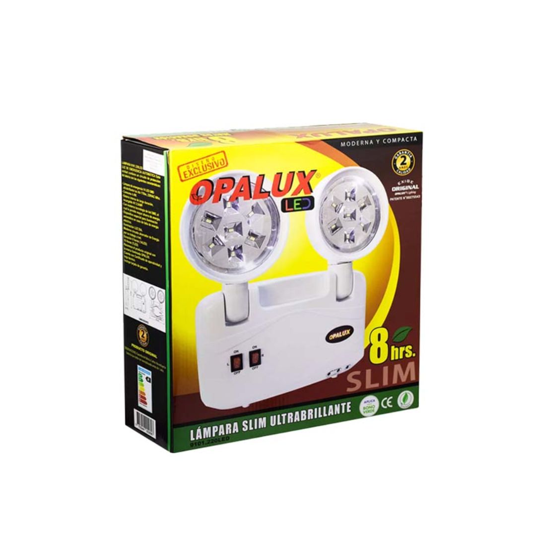 Luz de Emergencia LED OPALUX 9101-220 Slim 14 LEDs | 8 Horas de Autonomía – Faros Giratorios 180° - Imagen 2