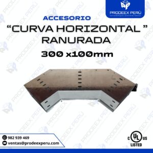 Curva Horizontal para Bandeja Portacable Ranurada 300x100 | Accesorios NEMA VE-1 en Acero Galvanizado