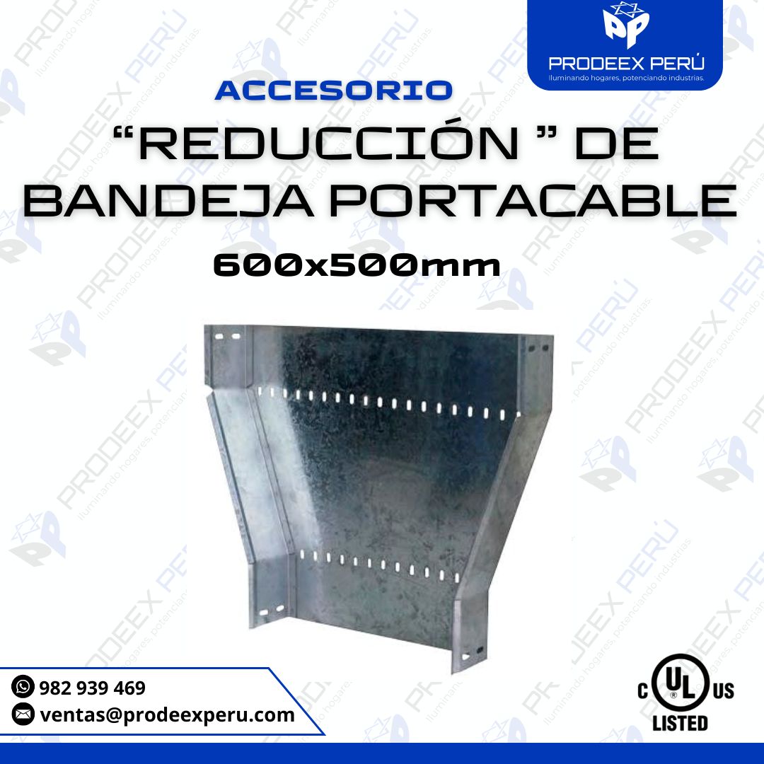 Reducción para Bandeja Portacable Ranurada 600 A 500mm | Accesorios Galvanizados e Inoxidables – NEMA VE1