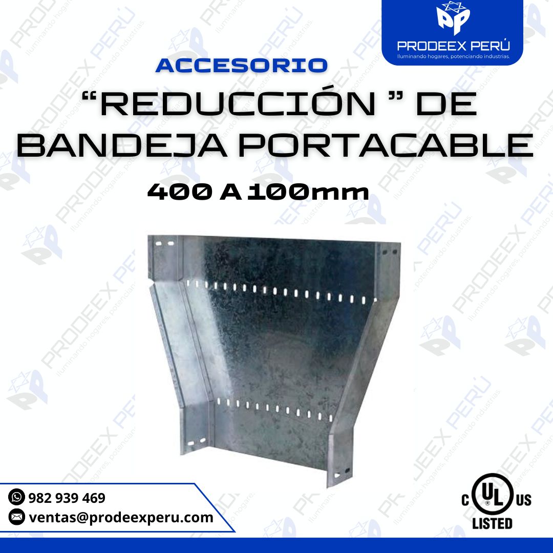 Reducción para Bandeja Portacable Ranurada 400 A100mm| Accesorios Galvanizados e Inoxidables – NEMA VE1