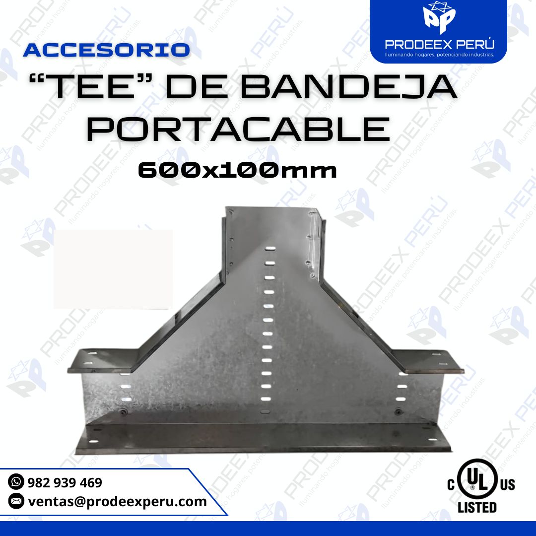 Accesorio TEE para Bandeja Portacable Tipo Ranurada 600X100mm | Derivación TEE Galvanizada NEMA VE1