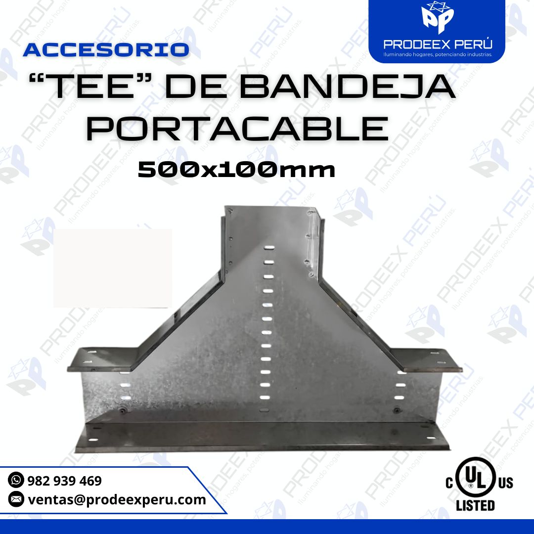 Accesorio Tee para Bandeja Portacable Tipo Ranurada500x100mm | Derivación TEE Galvanizada NEMA VE1