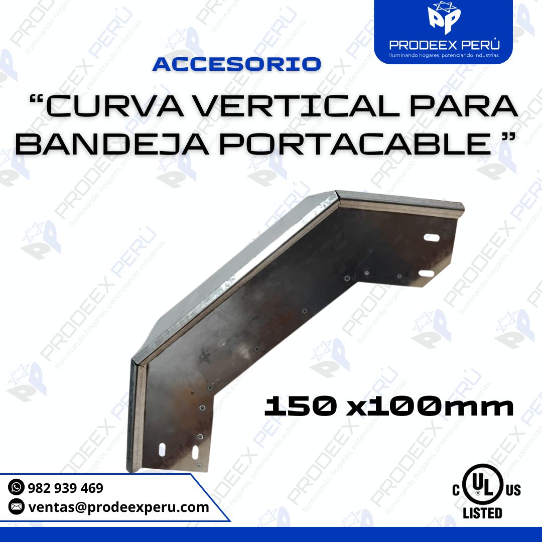 Curva vertical para Bandeja Portacable 150x100mm | Accesorios NEMA VE-1 en Acero Galvanizado