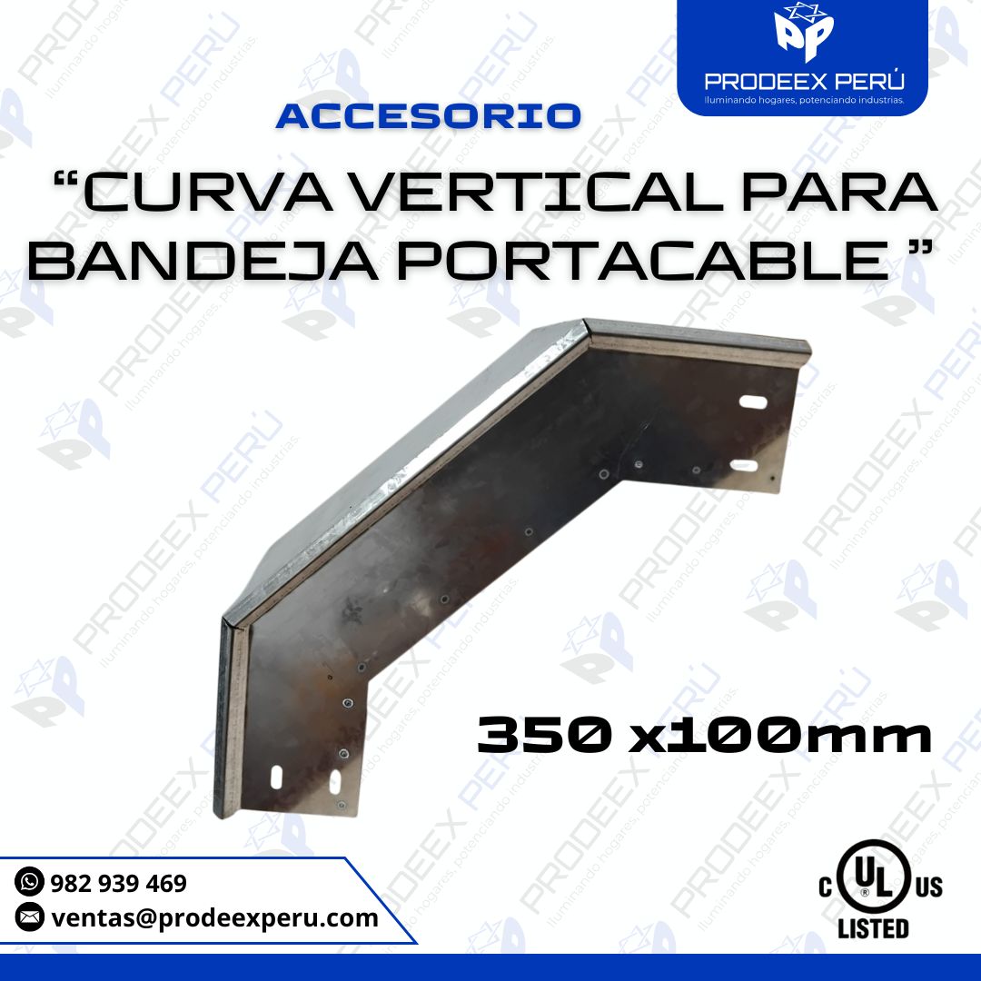 Curva vertical para Bandeja Portacable 350x100mm | Accesorios NEMA VE-1 en Acero Galvanizado