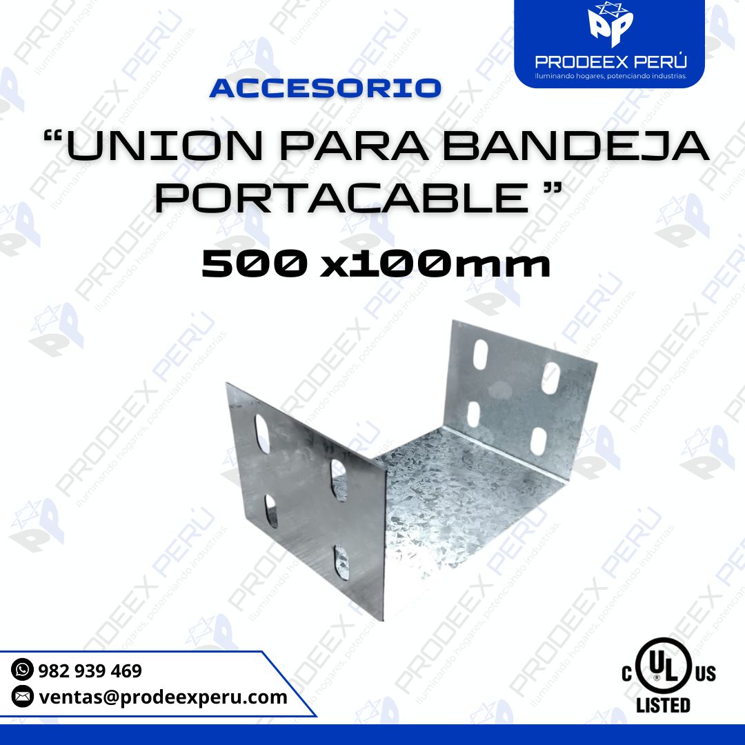 Unión para Bandeja Portacable Galvanizada500x100mm | Accesorio 90° NEMA VE-1