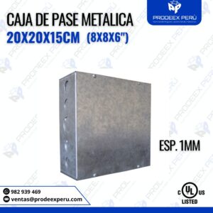 Caja de Pase Metálica 20x20x15cm| Espesor 1mm