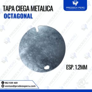 Tapa Octagonal Metálica Galvanizada | Troquelada 1/2″, 3/4″ o Ciega Espesor 1.2mm