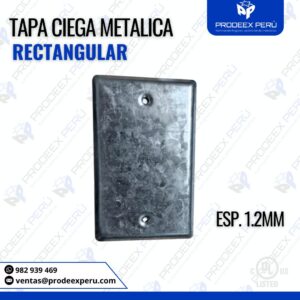 Tapa Rectangular Metálica Galvanizada | Troquelada 1/2″, 3/4″ o Ciega Espesor 1.2mm