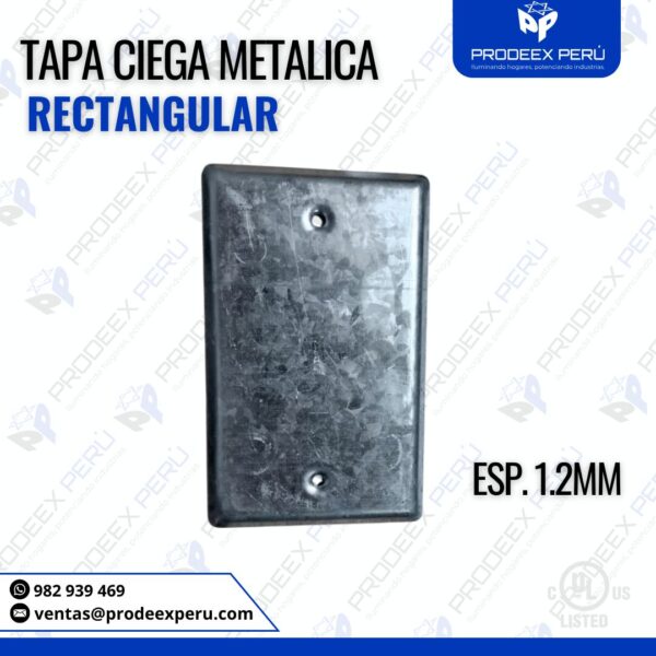 Tapa Rectangular Metálica Galvanizada | Troquelada 1/2″, 3/4″ o Ciega Espesor 1.2mm