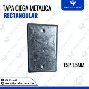 Tapa Rectangular Metálica Galvanizada | Troquelada 1/2″, 3/4″ o Ciega Espesor 1.5mm