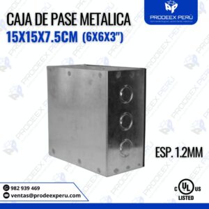 Caja de Pase Metálica 15x15x7.5cm| Espesor 1.2mm