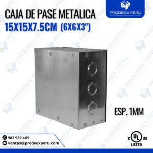 Caja de Pase Metálica 15x15x7.5cm| Espesor 1mm