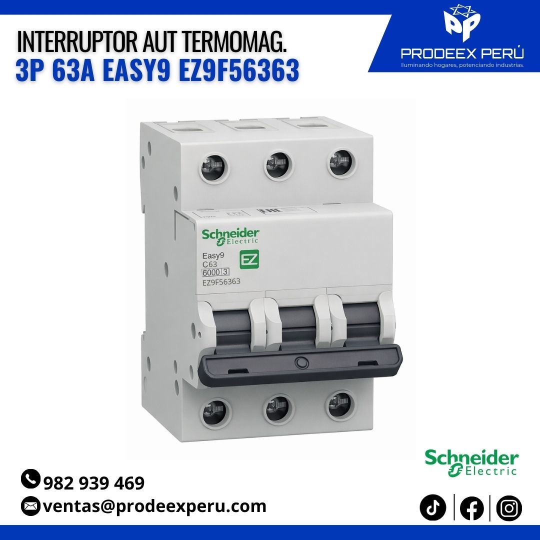 Interruptor termomagnético Trifásico| Schneider Electric Easy9 3P 63A