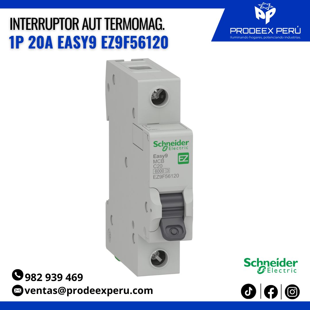 Interruptor Termomagnético 1P 20A Easy9 Schneider electric | Llave Térmica