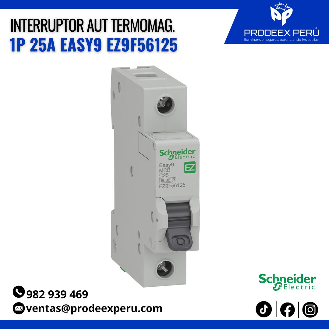 Interruptor Termomagnético 1P 25A Easy9 Schneider electric | Llave Térmica