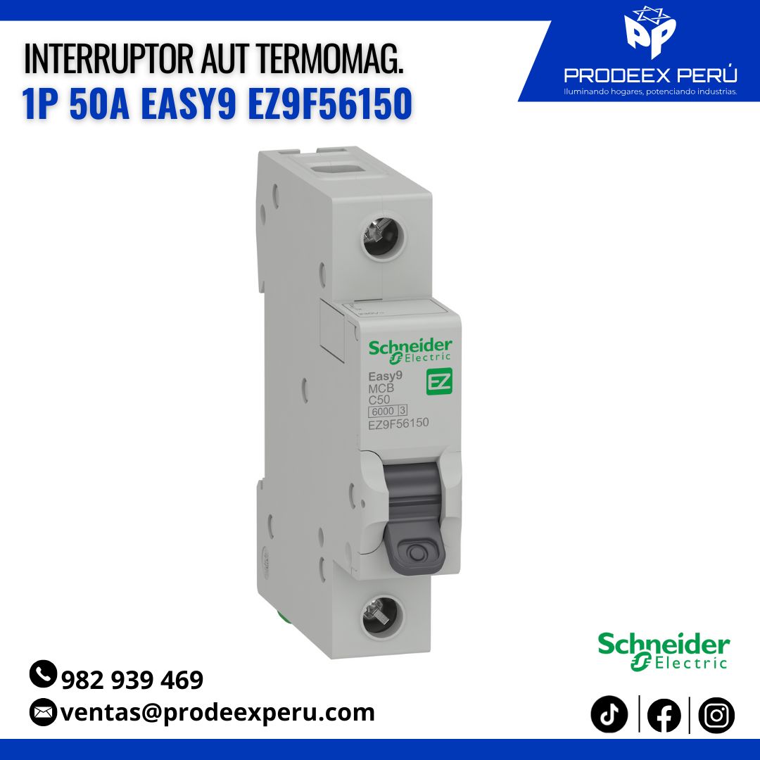 Interruptor Termomagnético 1P 50A Easy9 Schneider electric | Llave Térmica