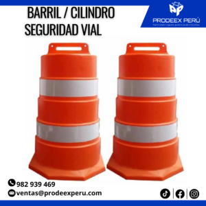 Barril de Seguridad Vial  | Cilindro de Tráfico Reflectivo con Base de Caucho