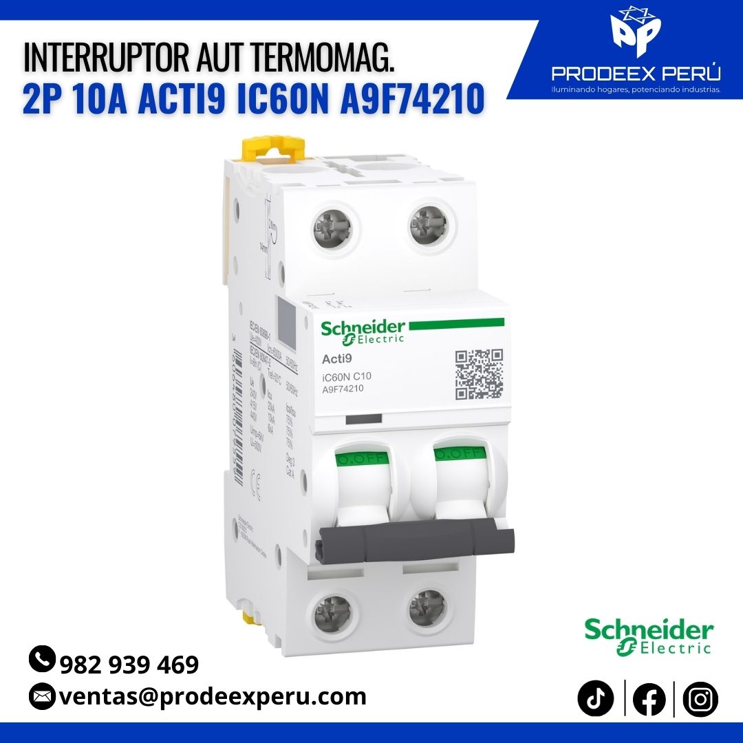 Interruptor Termomagnético Acti9 iC60N 2P 10A | Schneider Electric