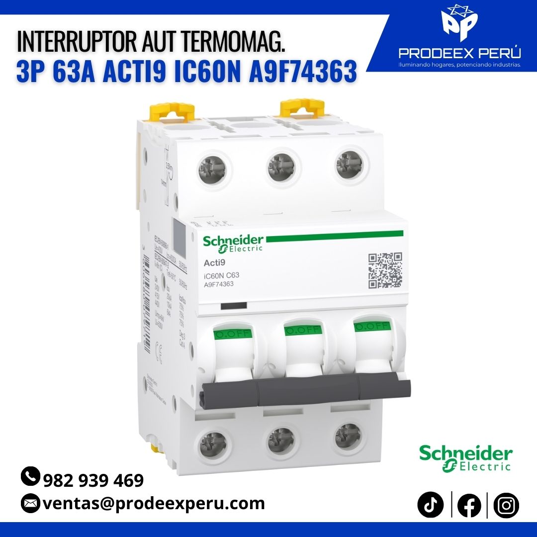 Interruptor Termomagnético Acti9 iC60N 3P 63A | Schneider Electric