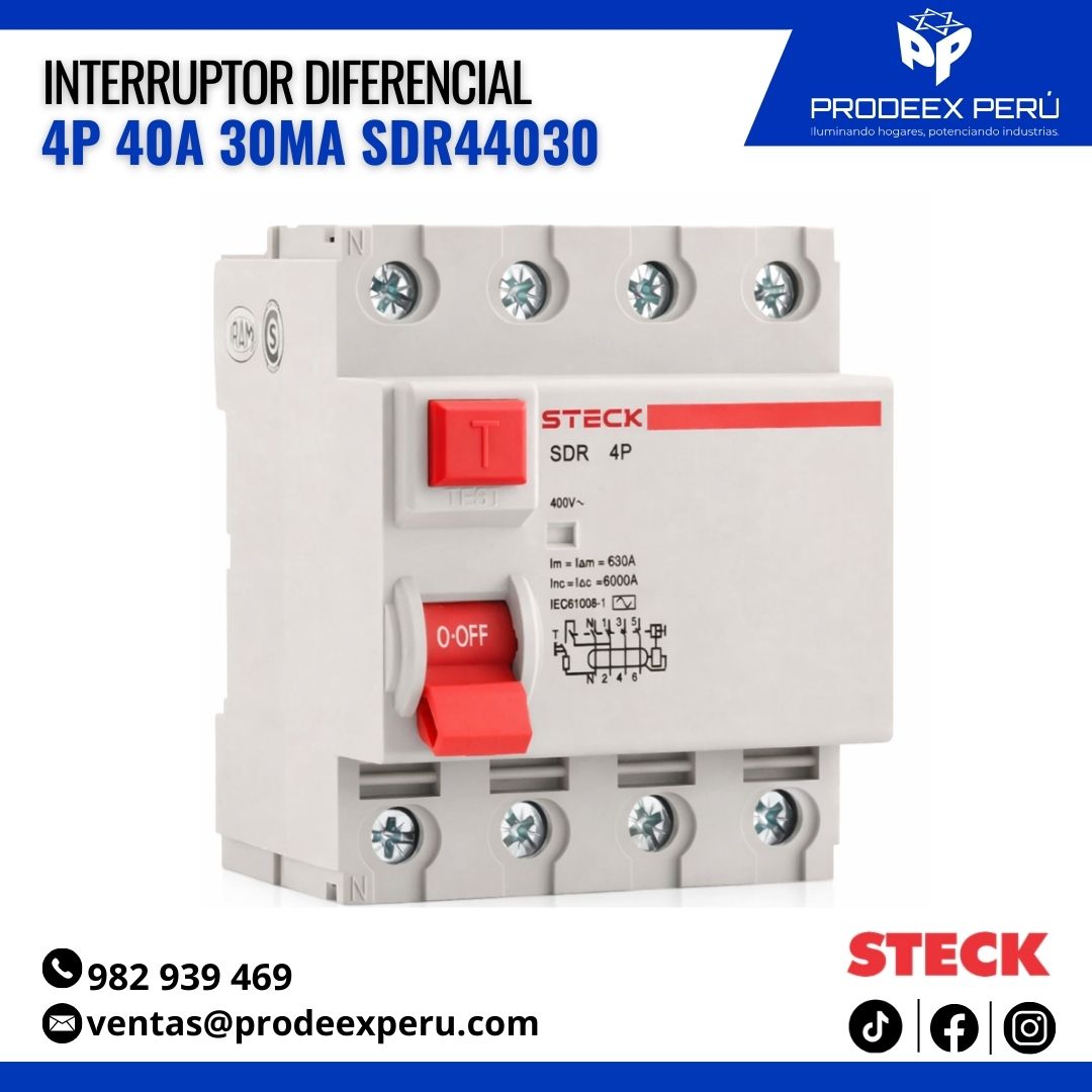 Interruptor Diferencial IDR 4P 40A 30mA / 300mA Steck