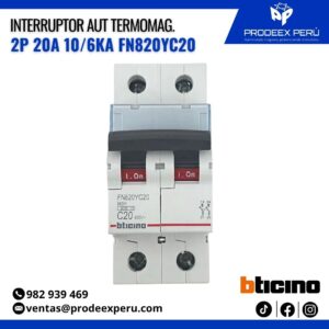 Interruptor termomagnética 2P 20A 220V | Bticino