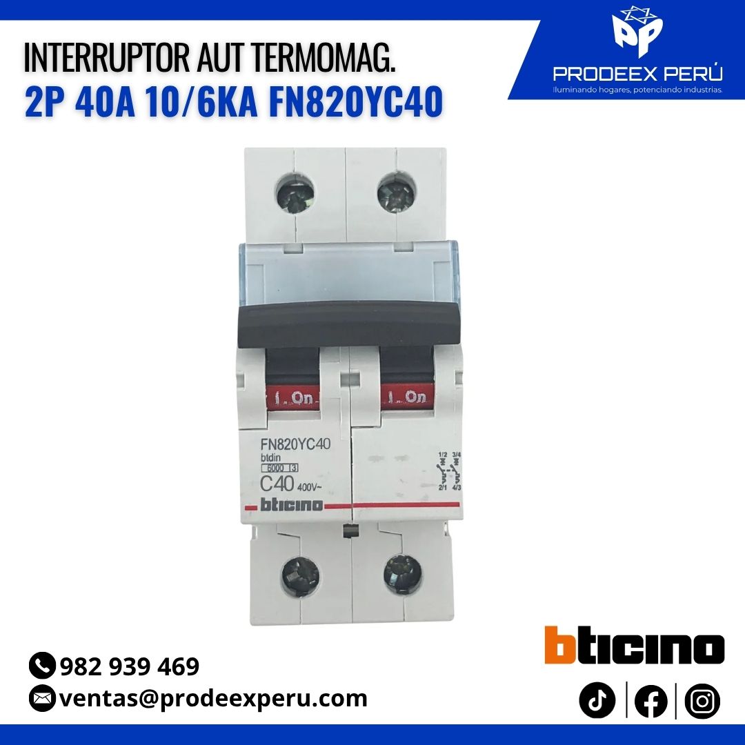 Interruptor termomagnética 2P 40A 220V | Bticino