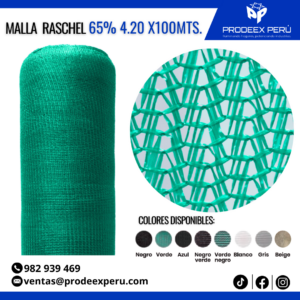 Malla Raschel 65% Sombra HDPE con Protección UV | Alta Resistencia para Construcción y Agricultura