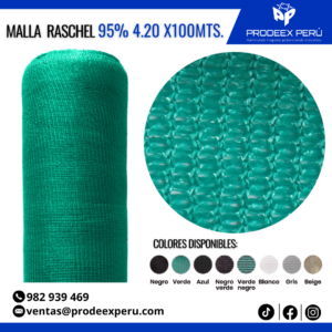 Malla RaschelMax 95% | Malla Sombra HDPE Alta Resistencia UV para Construcción, Minería y Agro